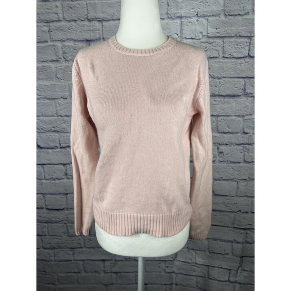 Eddie Bauer Sweater Size Small Pink Angora Cotton Blend Button Cuffs - Picture 1 of 12